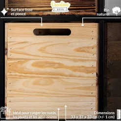 Creative Deco Caisse en Bois Naturel Compatible Étagères KALLAX et EXPIDIT 33 x 37 x 33 cm - Cube de Rangement - Kallax Rangement