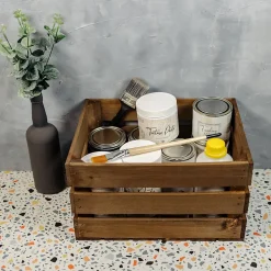 Creative Deco Caisse en Bois Wengé 40 x 30 x 23 cm - Caisse Rangement Bois - Caisse en Bois Vintage - Cagette Bois Deco