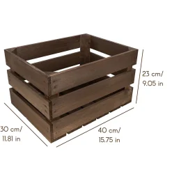 Creative Deco Caisse en Bois Wengé 40 x 30 x 23 cm - Caisse Rangement Bois - Caisse en Bois Vintage - Cagette Bois Deco