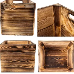 Creative Deco Caisse en Bois Flammé Compatible Étagères KALLAX et EXPIDIT 33 x 37 x 33 cm - Cube de Rangement - Kallax Rangement