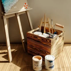 Creative Deco Caisse en Bois Flammé Compatible Étagères KALLAX et EXPIDIT 33 x 37 x 33 cm - Cube de Rangement - Kallax Rangement