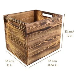Creative Deco Caisse en Bois Flammé Compatible Étagères KALLAX et EXPIDIT 33 x 37 x 33 cm - Cube de Rangement - Kallax Rangement