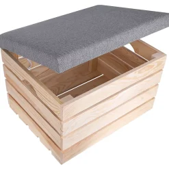 Creative Deco Coffre de Rangement Naturel 50 x 40 x 35 cm - Banc, Tabouret, Pouf et Cube de Rangement - Coffre à Jouets Enfant
