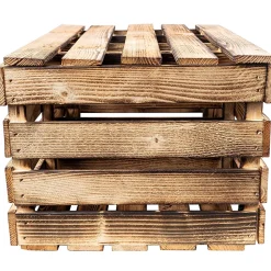Creative Deco Coffre en Bois Flammé avec Étagère - 50 x 40 x 30 cm - Boîte Vintage Murale pour Rangement Cadeaux, Outils et Jouets