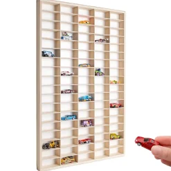 Creative Deco Etagere Murale en Bois pour 90 Voitures de Collection - Compartiments Ajustables, Vitrine Verticale 79x50x4,5 cm