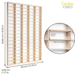 Creative Deco Etagere Murale en Bois pour 90 Voitures de Collection - Compartiments Ajustables, Vitrine Verticale 79x50x4,5 cm