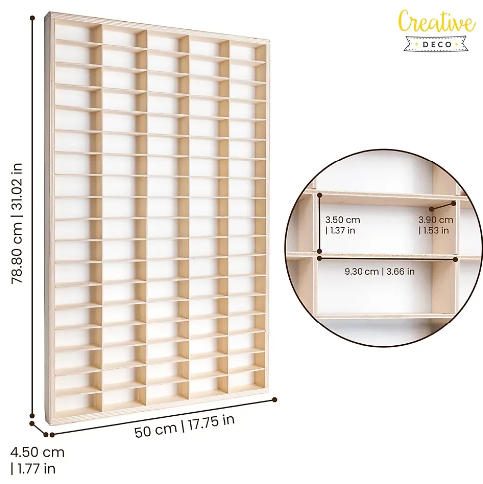 Creative Deco Etagere Murale en Bois pour 90 Voitures de Collection - Compartiments Ajustables, Vitrine Verticale 79x50x4,5 cm