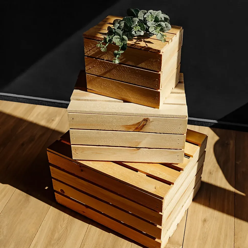 Creative Deco Grande Boite Rangement en Bois Naturel 40 x 30 x 22 cm - avec Couvercle - Boîte Cadeau Coffre Malle Vintage