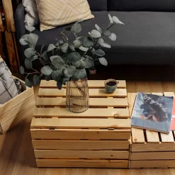 Creative Deco Grande Boite Rangement en Bois Naturel 40 x 30 x 22 cm - avec Couvercle - Boîte Cadeau Coffre Malle Vintage