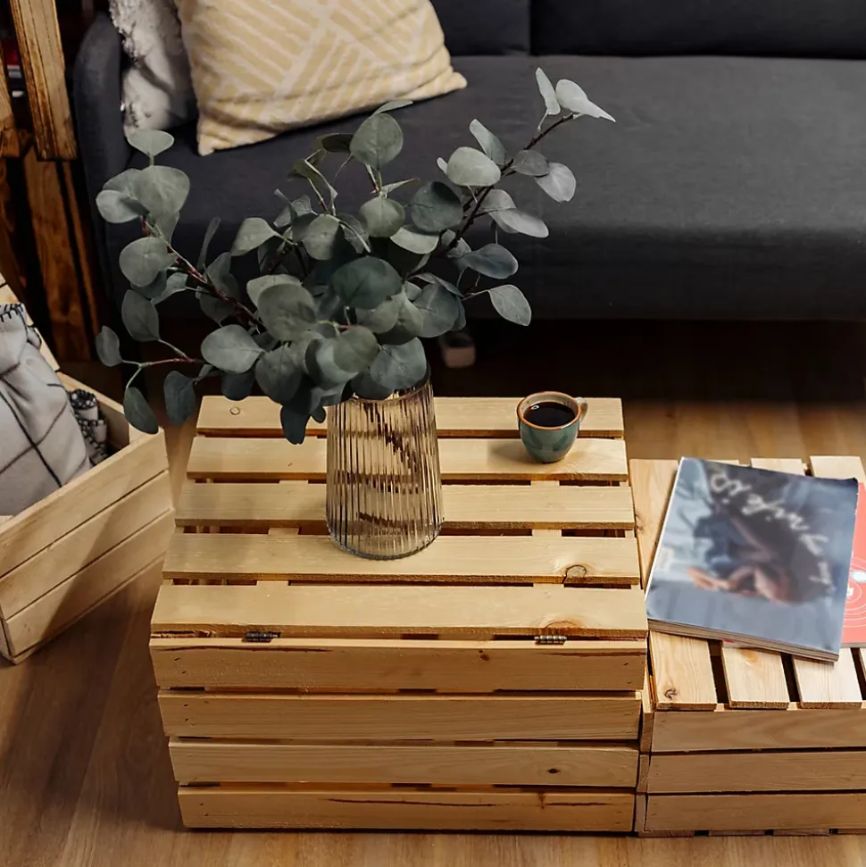 Creative Deco Grande Boite Rangement en Bois Naturel 40 x 30 x 22 cm - avec Couvercle - Boîte Cadeau Coffre Malle Vintage