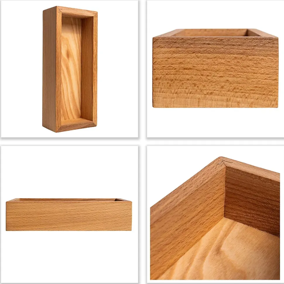 Creative Deco Petite Boîte de Rangement en Bois de Hêtre 22 x 9 x 5 cm - Plateau pour Épices, Petit-Déjeuner - Organisateur Epices