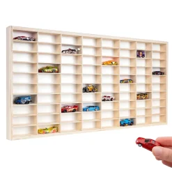 Creative Deco Étagère Murale en Bois pour 80 Voitures de Collection - Compartiments Ajustables Vitrine Verticale 78,5 x 40 x 4,5cm