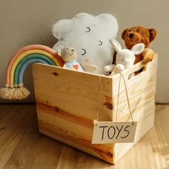 Creative Deco 4x Caisse en Bois Naturel Compatible Étagères KALLAX et EXPIDIT - 33 x 37 x 33 cm - Cube de Rangement Bois Vintage