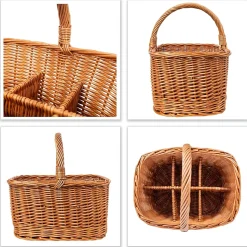 Creative Home Panier à Bouteilles en Osier 6 Compartiments - 40 x 31 x 38 cm (+/- 2 cm) - Tissé à la Main - Sac de Transport