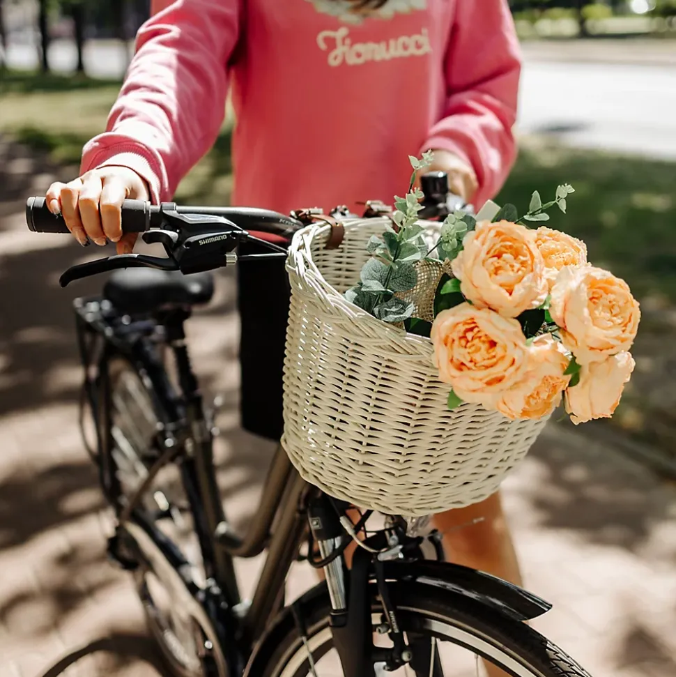 Creative Home Panier à Vélo en Osier Blanc - 36 x 29 x 23 cm (+/- 2 cm) Saule épais - Tressé à la main - Facile à assembler