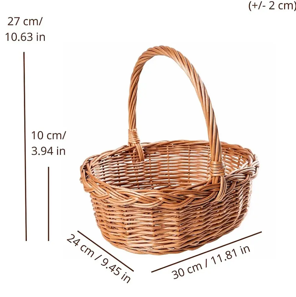 Creative Home Panier de Pâques en Osier 30 x 27 x 24 cm - Tissé à la Main, Brun Naturel, Rangement Polyvalent, Pique-Nique