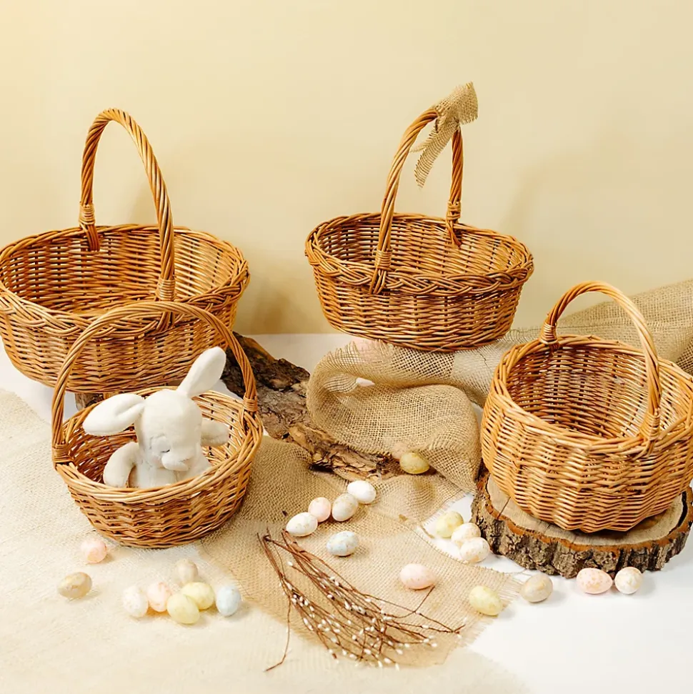 Creative Home Panier de Pâques en Osier 30 x 27 x 24 cm - Tissé à la Main, Brun Naturel, Rangement Polyvalent, Pique-Nique