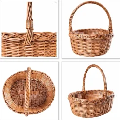 Creative Home Panier de Pâques en Osier 35 x 30 x 35 cm - Tissé à la Main, Brun Naturel, Rangement Polyvalent, Pique-Nique