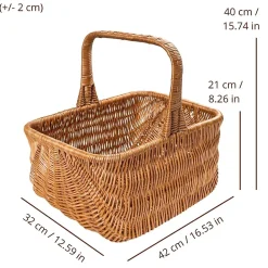 Creative Home Panier de Rangement en Osier Pique-Nique avec Poignées Néerlandais 42 x 32 x 40 cm (+/- 1 cm) - Tissé à la Main