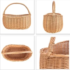 Creative Home Panier de Rangement Panier en Osier Pique-Nique avec Poignées - 45 x 26 x 41 cm (+/- 2 cm) - Tissé à la Main