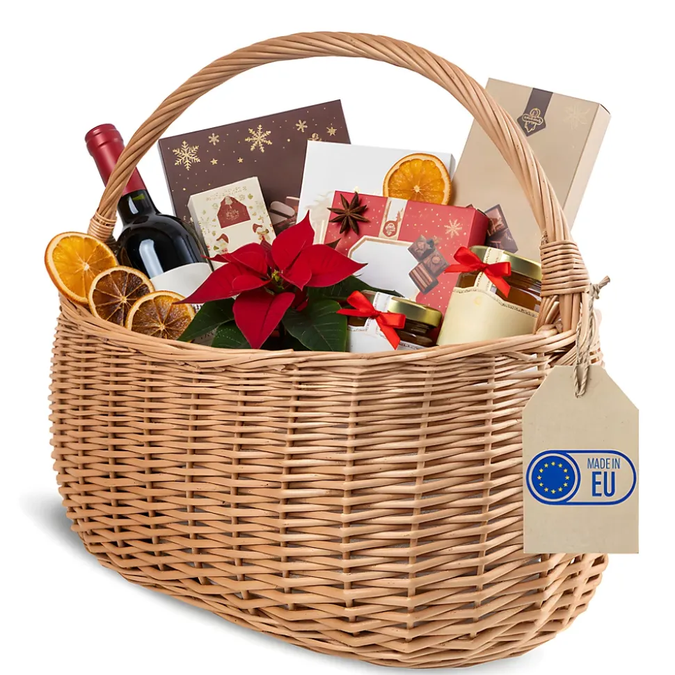 Creative Home Panier de Rangement Panier en Osier Pique-Nique avec Poignées - 45 x 26 x 41 cm (+/- 2 cm) - Tissé à la Main