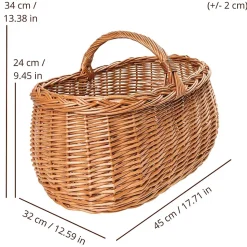 Creative Home Panier de Rangement Panier en Osier Pique-Nique avec Poignées 45 x 32 x 34 cm (+/- 1 cm) - Tissé à la Main