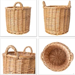 Creative Home Panier en Osier avec Poignées Claires 26 x 26 x 30 cm - Pot de Fleurs, Rangement, Panier à Fruits ou Linge, Naturel