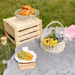 Creative Home Panier en Osier Blanc avec Poignée - 30x30x32 cm (+/- 2 cm) - Panier de Pâques, Jardin, Pique-Nique - Fait Main