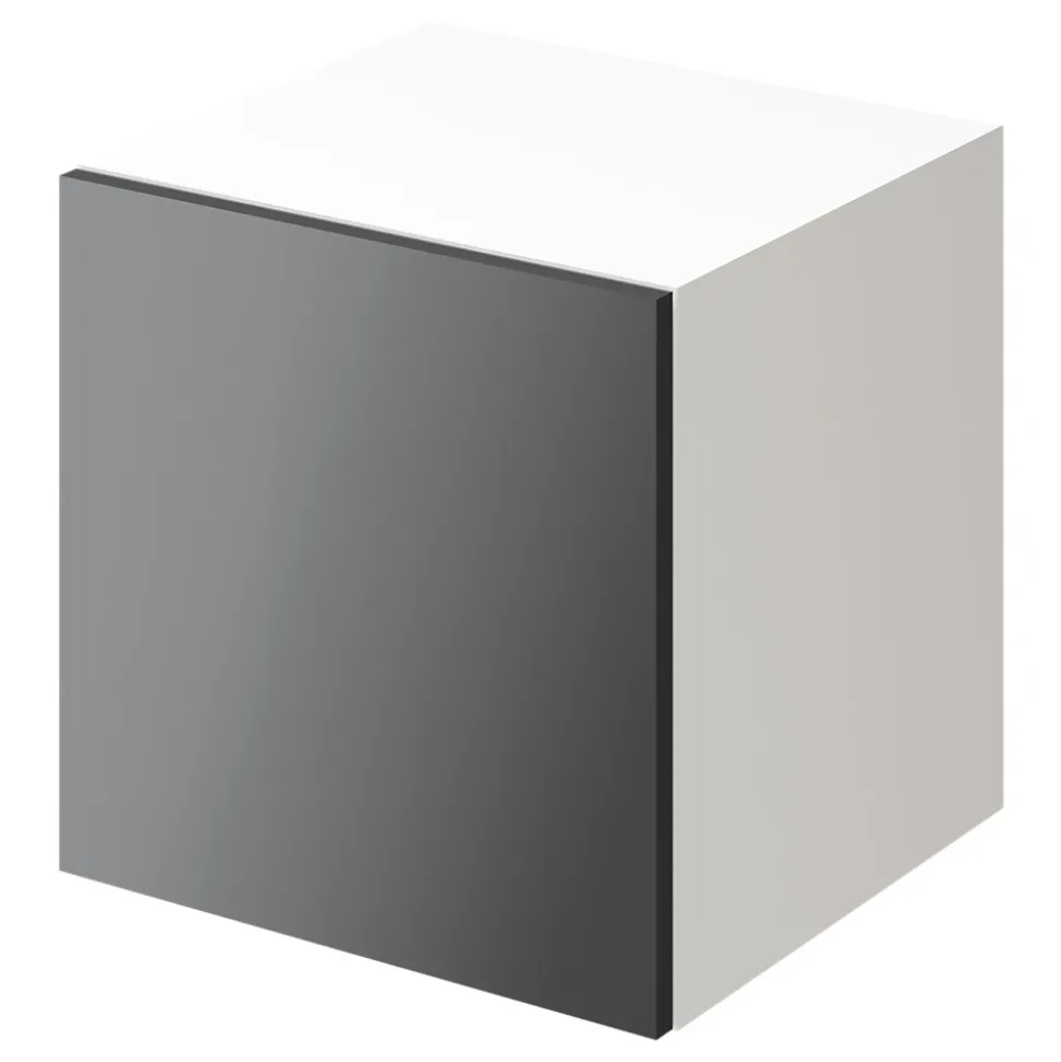 Cube de rangement blanc avec porte anthracite brillant GoodHome Atomia H. 37,5 x L. 37,5 x P. 37 cm