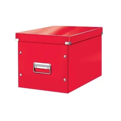 Cube de rangement en Carton avec couvercle Grand Format L - Rouge