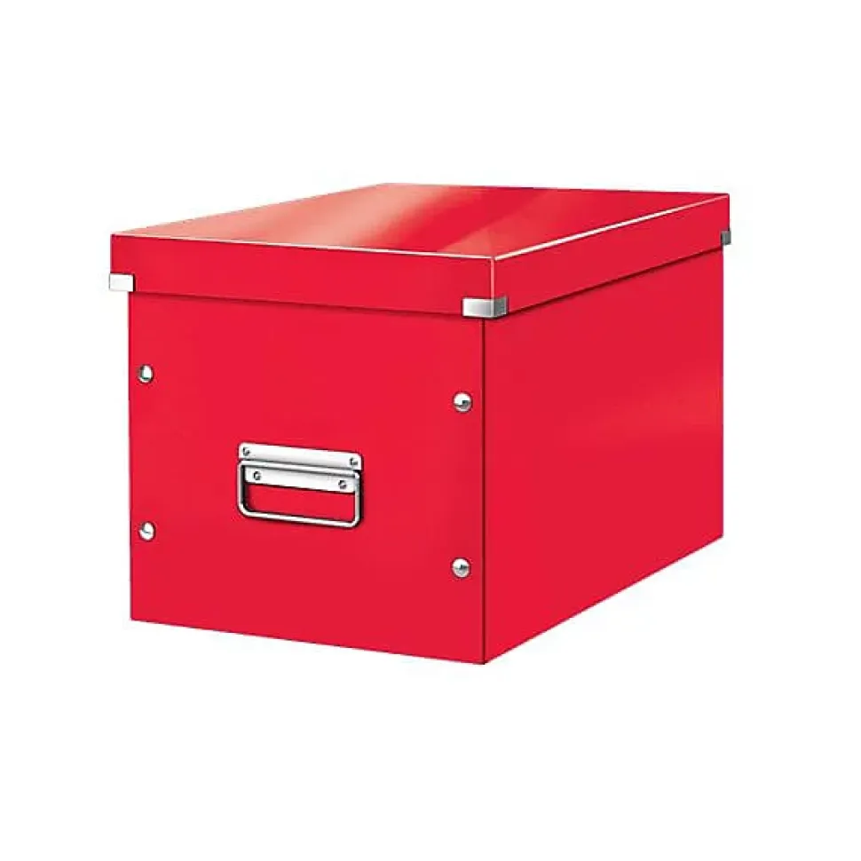 Cube de rangement en Carton avec couvercle Grand Format L - Rouge