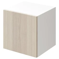 Cube rangement blanc avec porte effet chêne GoodHome Atomia H. 37,5 x L. 37,5 x P. 37 cm