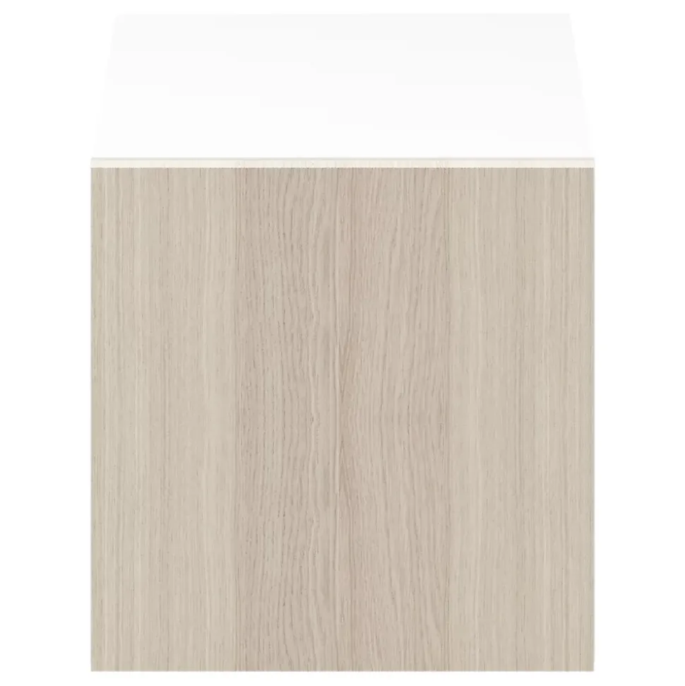 Cube rangement blanc avec porte effet chêne GoodHome Atomia H. 37,5 x L. 37,5 x P. 37 cm