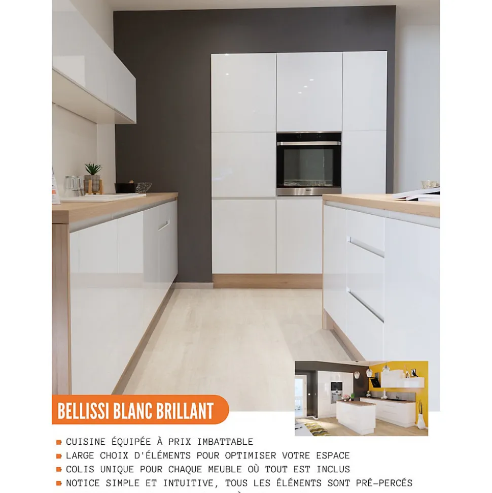 Cuisineandcie - Colonne de cuisine étagère ouverte Bellissi Blanc L 20 cm