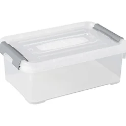 Curver 243810 Boîte de rangement HANDY empilable 4 L, transparent/argent, 294 x 194 x 110 mm