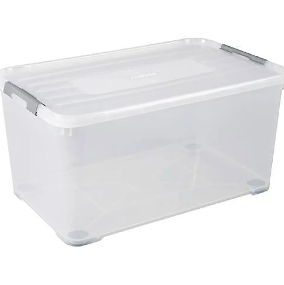 Curver HANDY boîte de rangement empilable 115 L transparent-argent 800 x 500 x 687 mm avec roulettes et couvercle