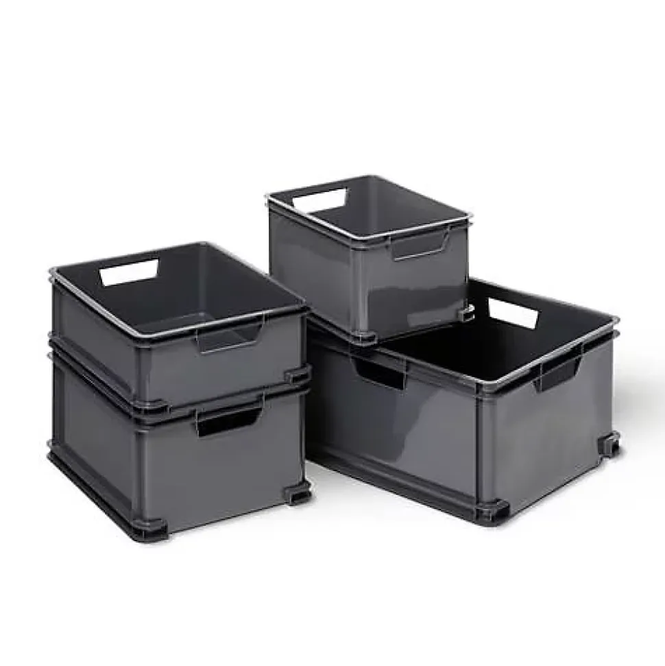 Curver Unibox Classic L 30 L, argent, boîte de rangement empilable modulable