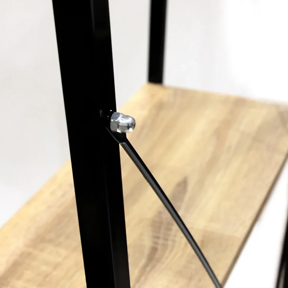 DARA - Etagère 4 Plateaux Métal et Aspect Bois