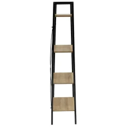 DARA - Etagère Simple 4 Plateaux Métal et Aspect Bois