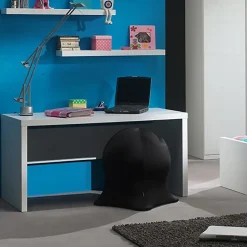 DEBBIE - Bureau Droit avec Voile de Fond Laqué Blanc