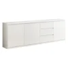 DEYTON - Buffet 3 Portes 3 Tiroirs Laqué Blanc Brillant