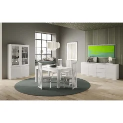DEYTON - Buffet 3 Portes 3 Tiroirs Laqué Blanc Brillant