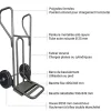 Diable - Pelle fixe 348x405mm - charge 250kg - Roues caout. élast. noir silencieux - DVPF1-RSN-BR