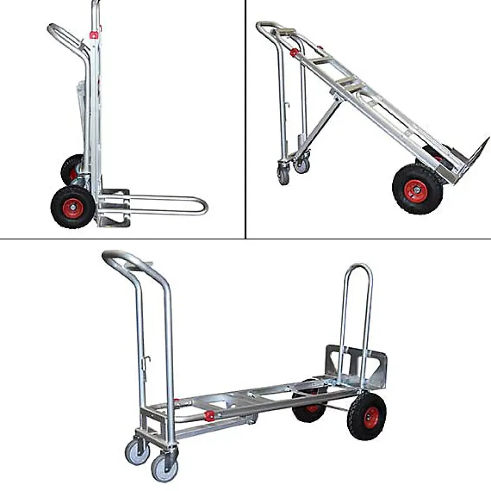 Diable 3 positions aluminium - Charge 250kg / 350kg - Roues gonflables - STC3