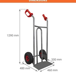 Diable acier charge 250kg - Roues pneumatiques - DVPO-RG