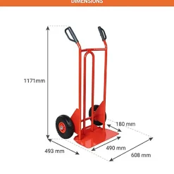 Diable acier charge 250kg - Roues increvables et poignées à gardes - 810200022
