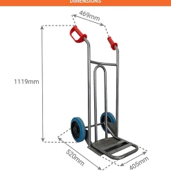 Diable acier charge 250kg - Roues increvables non tachantes silenc. - DVPO-RINC-BR