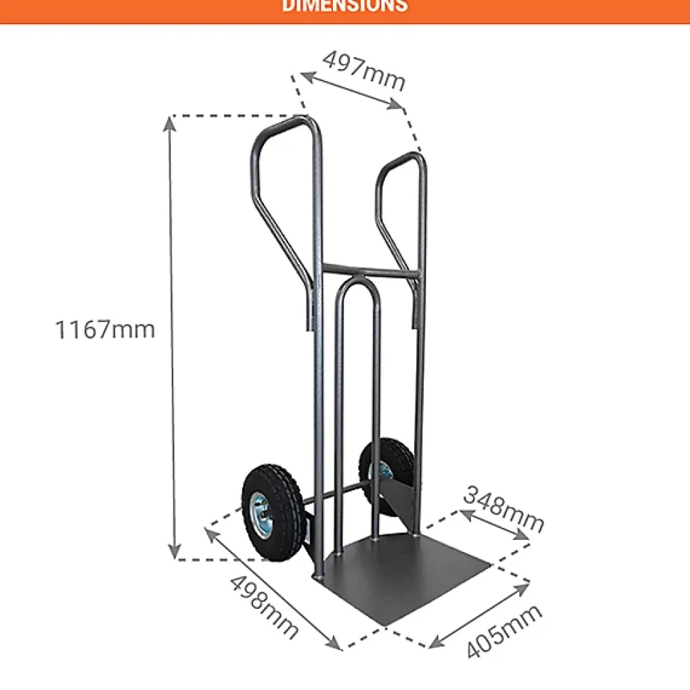 Diable acier charge 250kg - Roues pneumatiques - DVPF1-RG