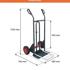 Diable basculement assisté - Roues caoutchouc - Charge max 350kg - 810302120
