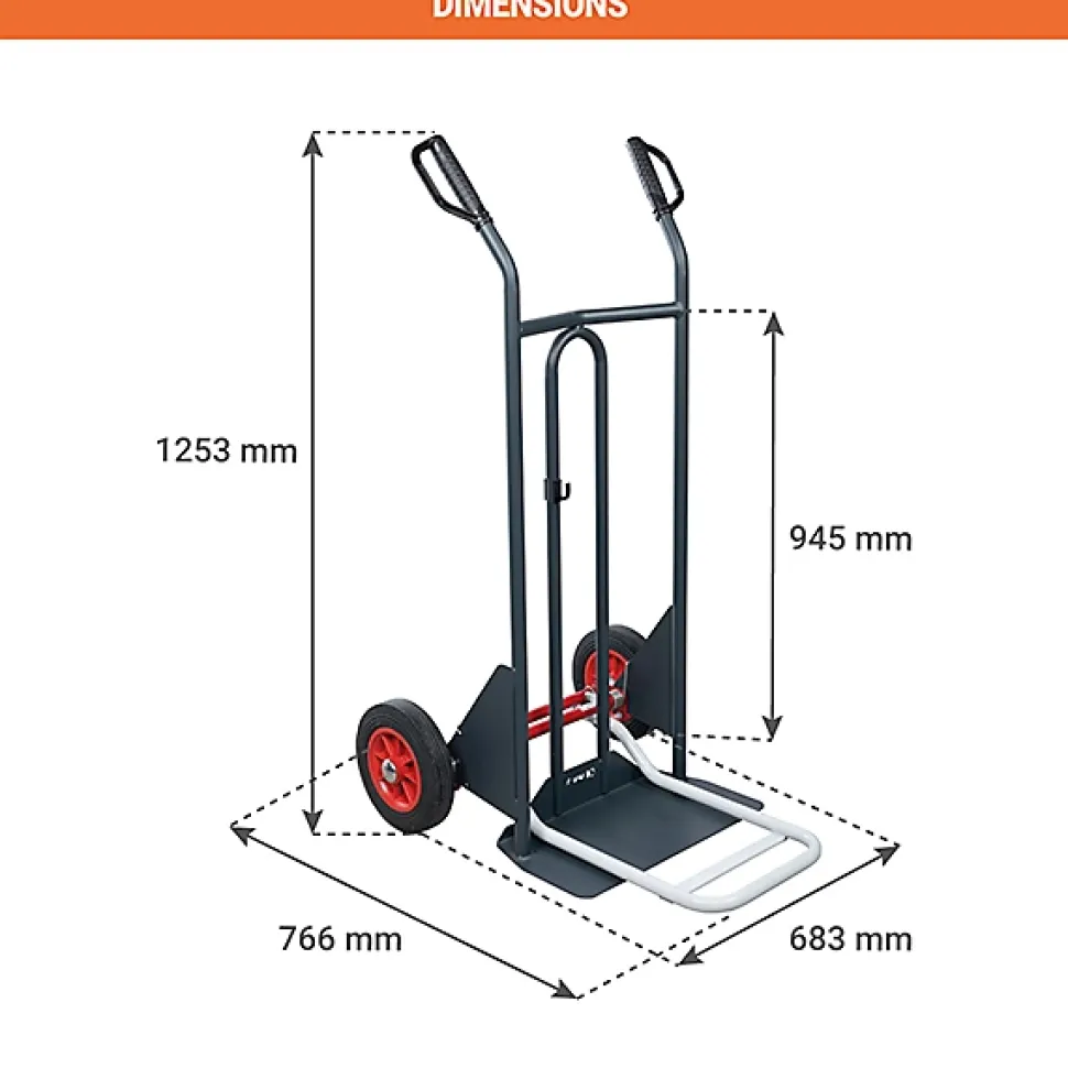 Diable basculement assisté - Roues caoutchouc - Charge max 350kg - 810302120